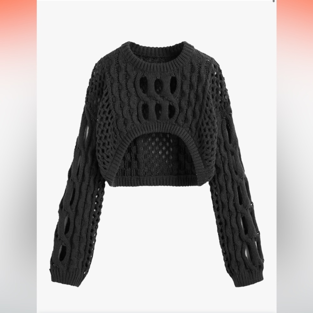 Cider Black Knit Cropped Sweater